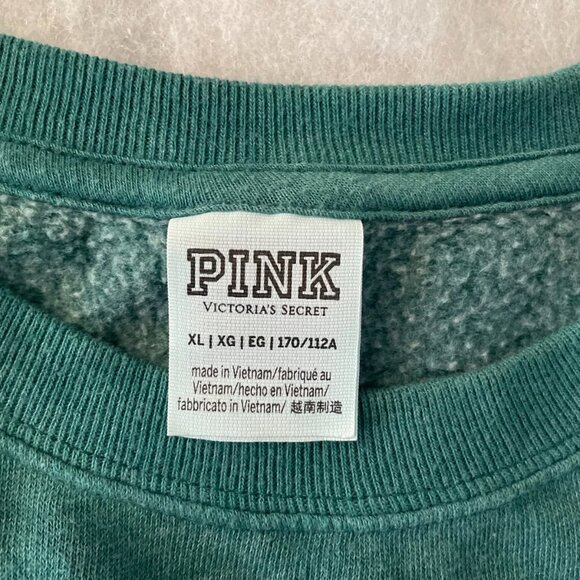 PINK Victoria's Secret Womens Green Tie-Dye Crew Neck Modern Sweatshirt Size XL - Picture 3 of 8